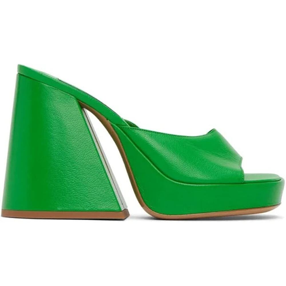 Simon Miller Slice Heeled Leather Sandal in Grass Green - EU 38/ US 8